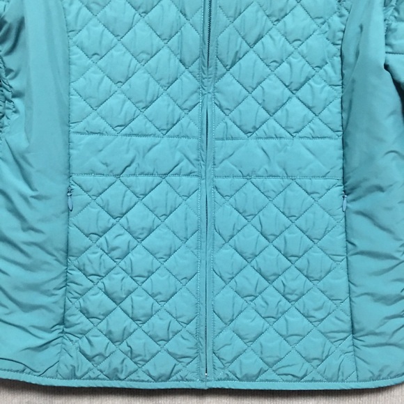 Green teal Puffer  Pendleton diamond quilted jacket Sz Sm Zip front NWOT - Picture 7 of 9